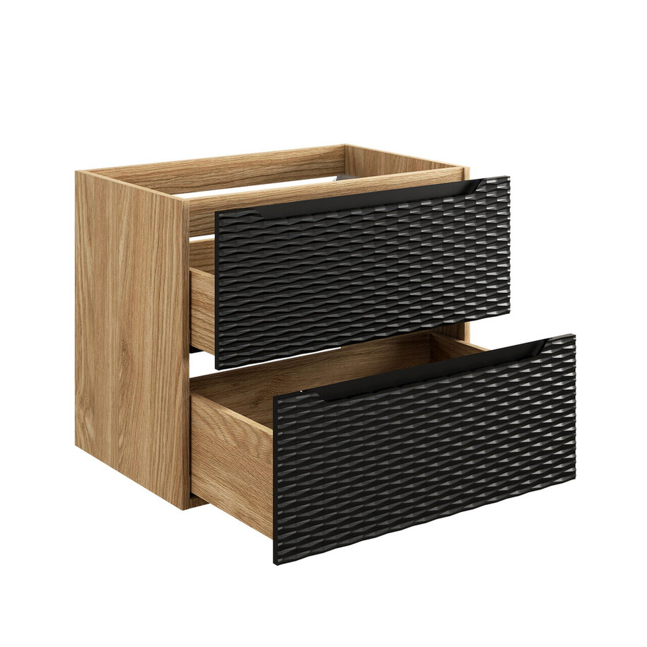 Set mobiler baie, dulap cu lavoar, 70 cm S Cloud, Ocean Black, Comad, MDF/PAL laminat, negru mat/stejar — imaginea 3