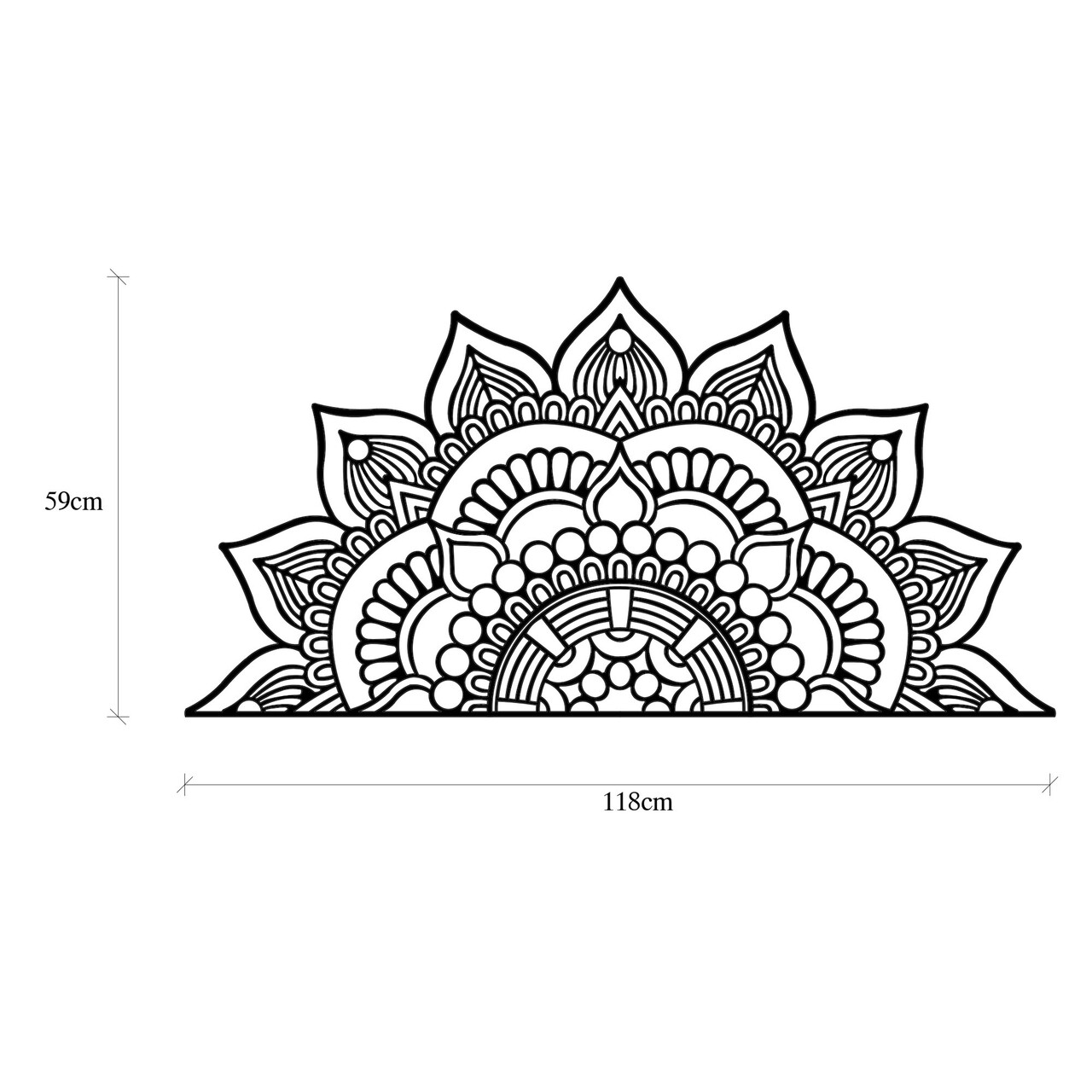 Decoratiune de perete, Mandala-S-3, Metal, Dimensiune: 118 x 1,5 x 59 cm, Negru