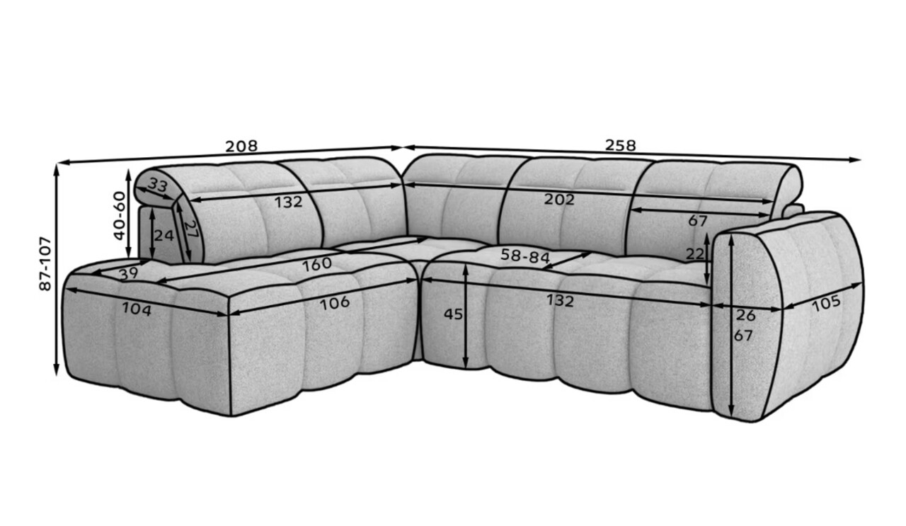 Coltar extensibil stanga 4 locuri ELTAP, LT-18ROY, Falconn, 258x208x107 cm, lemn/poliester, bej deschis
