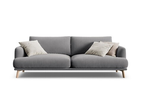 Canapea 3 locuri, Naomi, Micadoni Home, 200x95x75 cm, catifea, gri