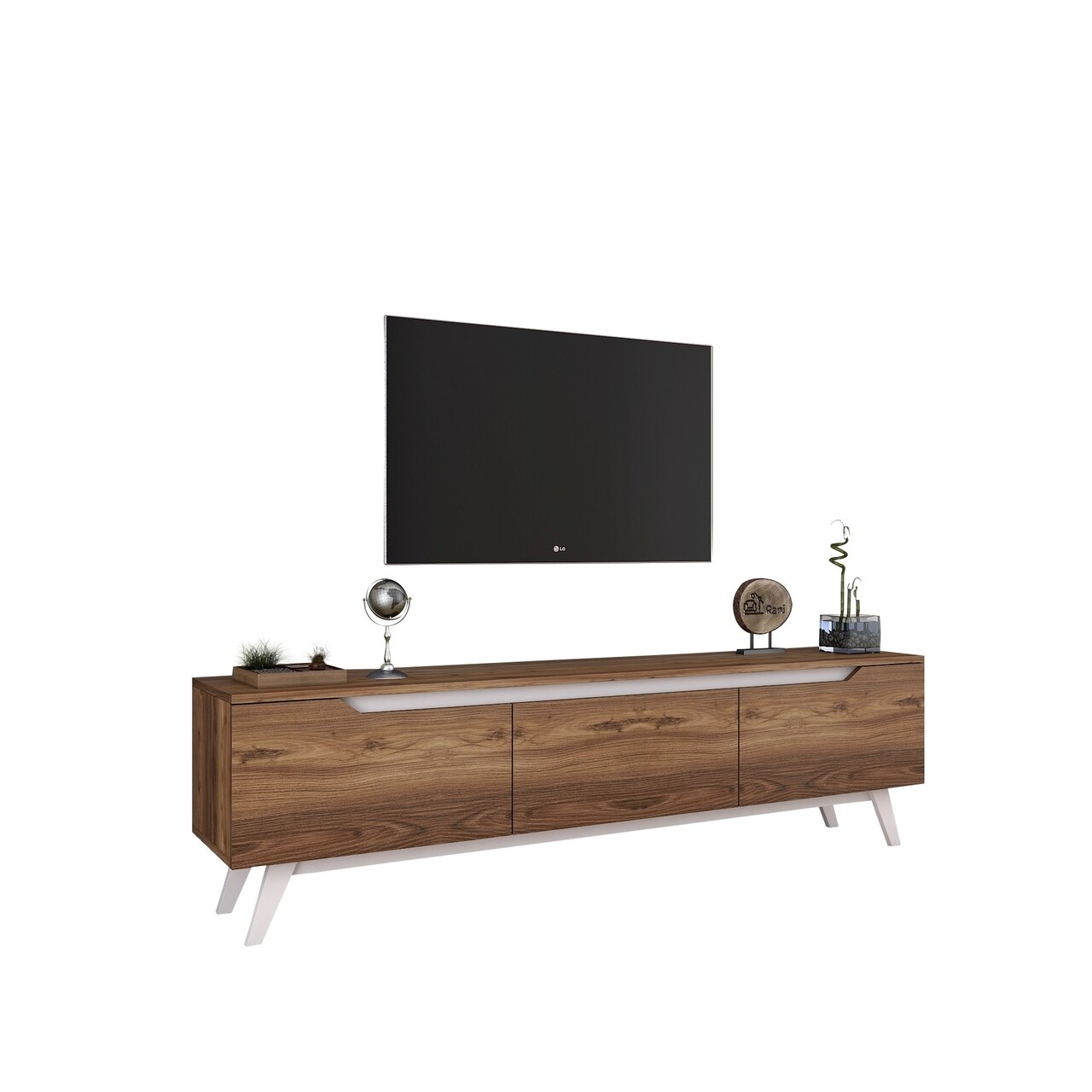 Comoda TV D1 - 795, Wren, 180 X 35 X 48.6 Cm, Walnut/white