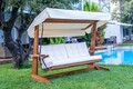 Balansoar de gradina 3 locuri, Swingo, Viva 2400, 237x100x175 cm, Cadru: 100% MID, Bej