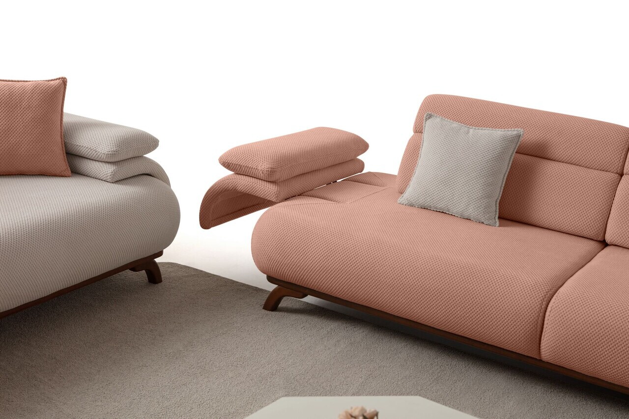 Canapea 3 locuri, Atelier del Sofa, 752EST1152, Lemn de carpen/PAL melaminat, Roz pudra - view 6