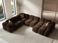 Coltar panoramic stanga 5 locuri, Loretto, Cosmopolitan Design, 345x250x68 cm, catifea, ciocolata