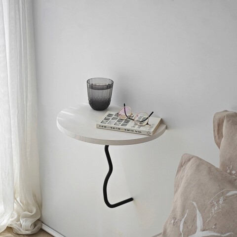 Raft de perete, Neostill, Leo, 35x35 cm, Lemn masiv, Alb/Negru