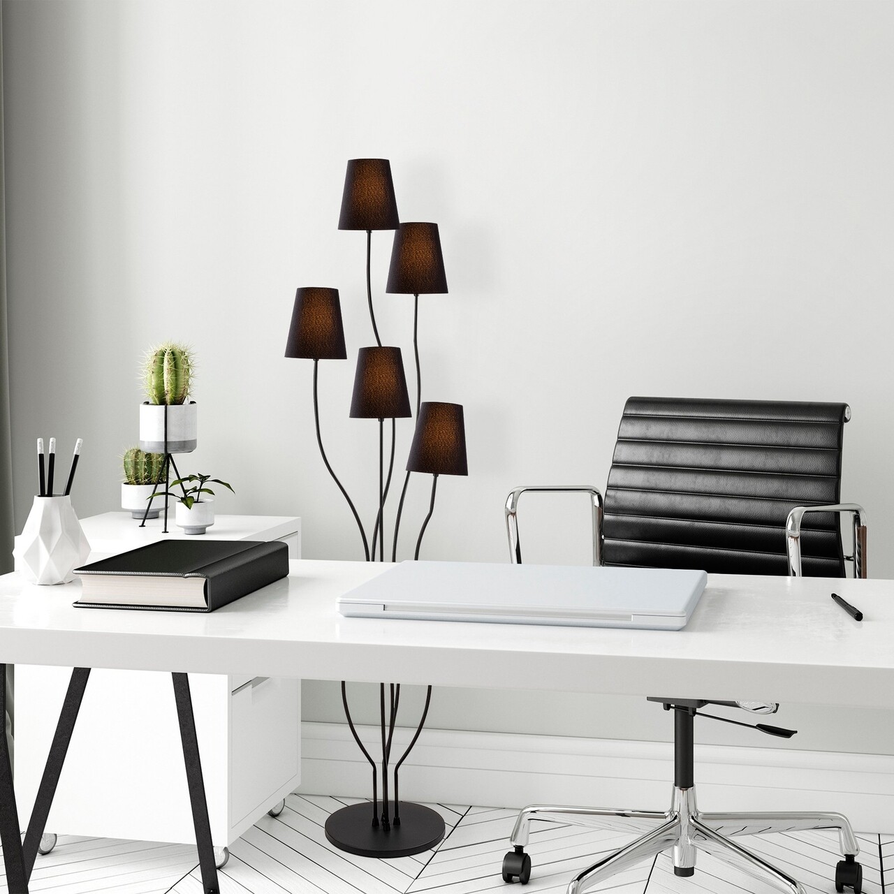 Lampadar, Bonibon - 13235, Fulgor, 44 x 44 x 160 cm, 5 x E14, 40W, negru - 1 | YEO