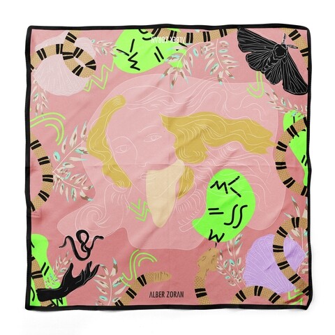 Esarfa, Alber Zoran, Renacimiento, 90 x 90 cm, poliester, multicolor