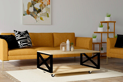 Masuta de cafea, Puqa Design, Refia, 98×33.6×60 cm, PAL, Maro mezoni.ro