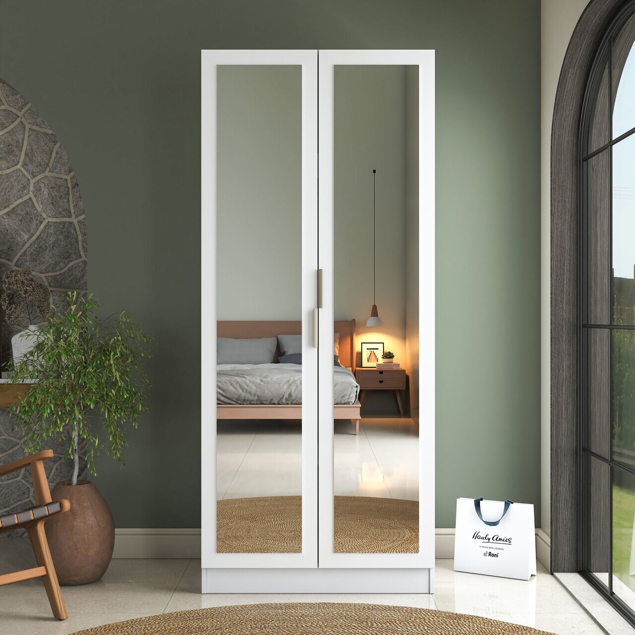 Dulap pentru haine, Hanah Home, BA231, 90x210x57.5 cm, PAL melaminat, Alb - view 2