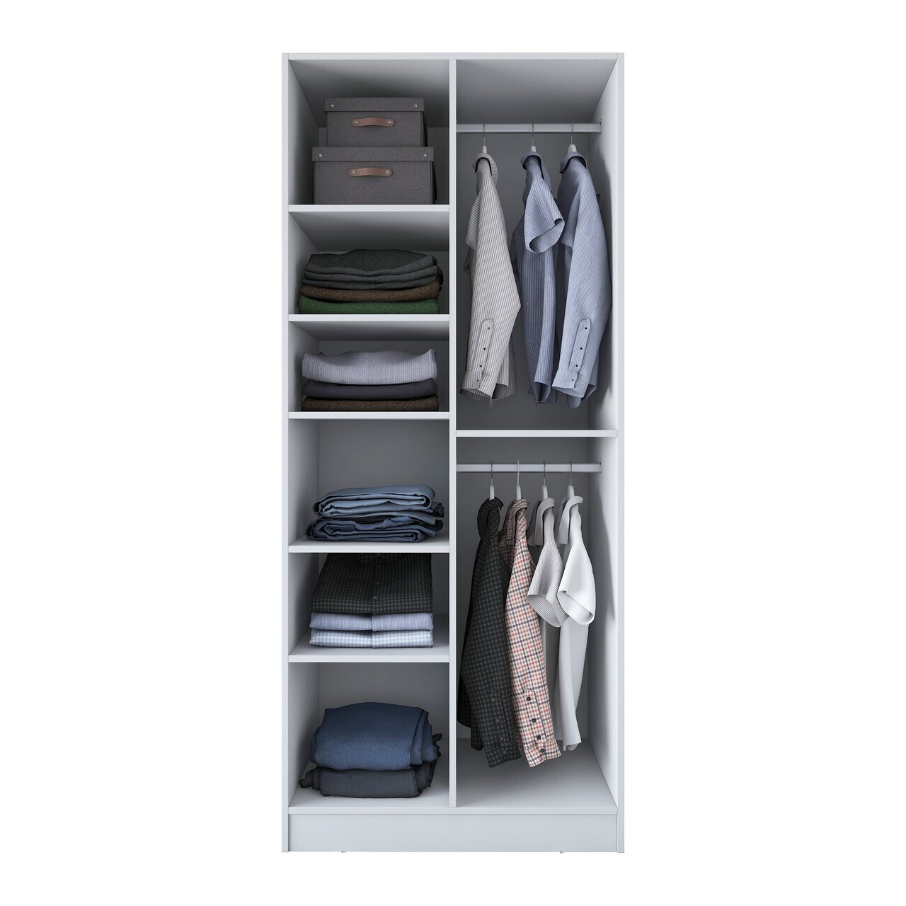 Dulap pentru haine, Hanah Home, BA220, 90x210x57.5 cm, PAL melaminat, Alb - view 10