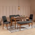 Bancheta Vina 1053 - Anthracite, Walnut, Vella, 110x40x51 cm