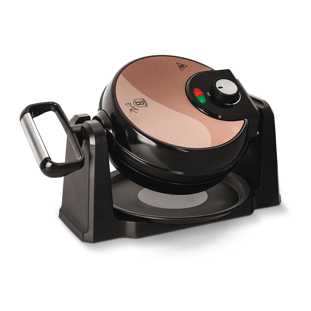 Aparat rotativ pentru vafe cu suport Berlinger Haus, Rose Gold, 1000W, 20.32 cm, roz/negru - imagine 2