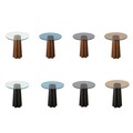 Masuta de cafea, Neostill, Thales Walnut, Albastru, 50x50x50 cm, Sticla temperata, Nuc / Albastru