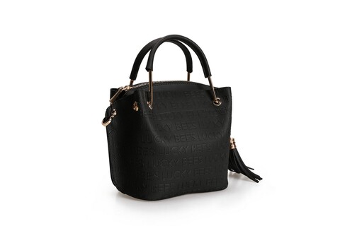 Geanta, lucky bees, 1397 black, piele ecologica, negru