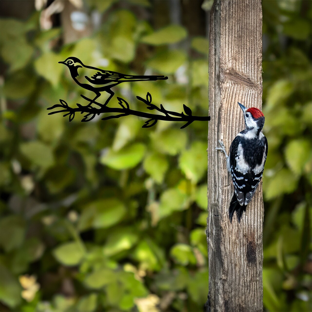 Obiect decorativ de grădină, Bird On The Branch 05, 50x20 cm, Negru - view 2