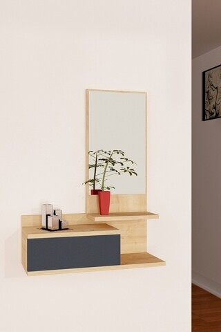 Dulap cu oglinda rozella, arnetti, 60 x 31.3 x 90 cm, oak/antracit