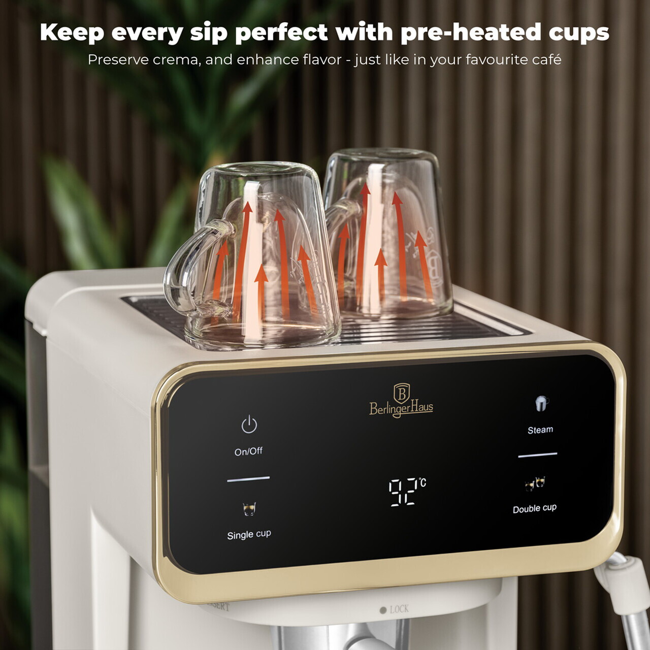 Espressor digital 3 in 1 Berlinger Haus, Sahara, 950W, 21x25.9x28 cm, inox, crem mat - view 4