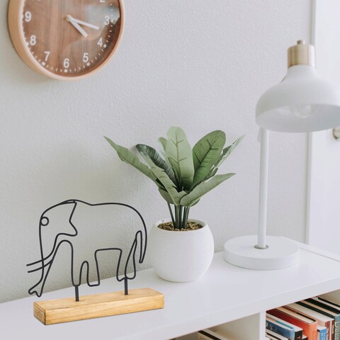 Decoratiune, Elephant, 32x30x4 cm, Metal, Negru