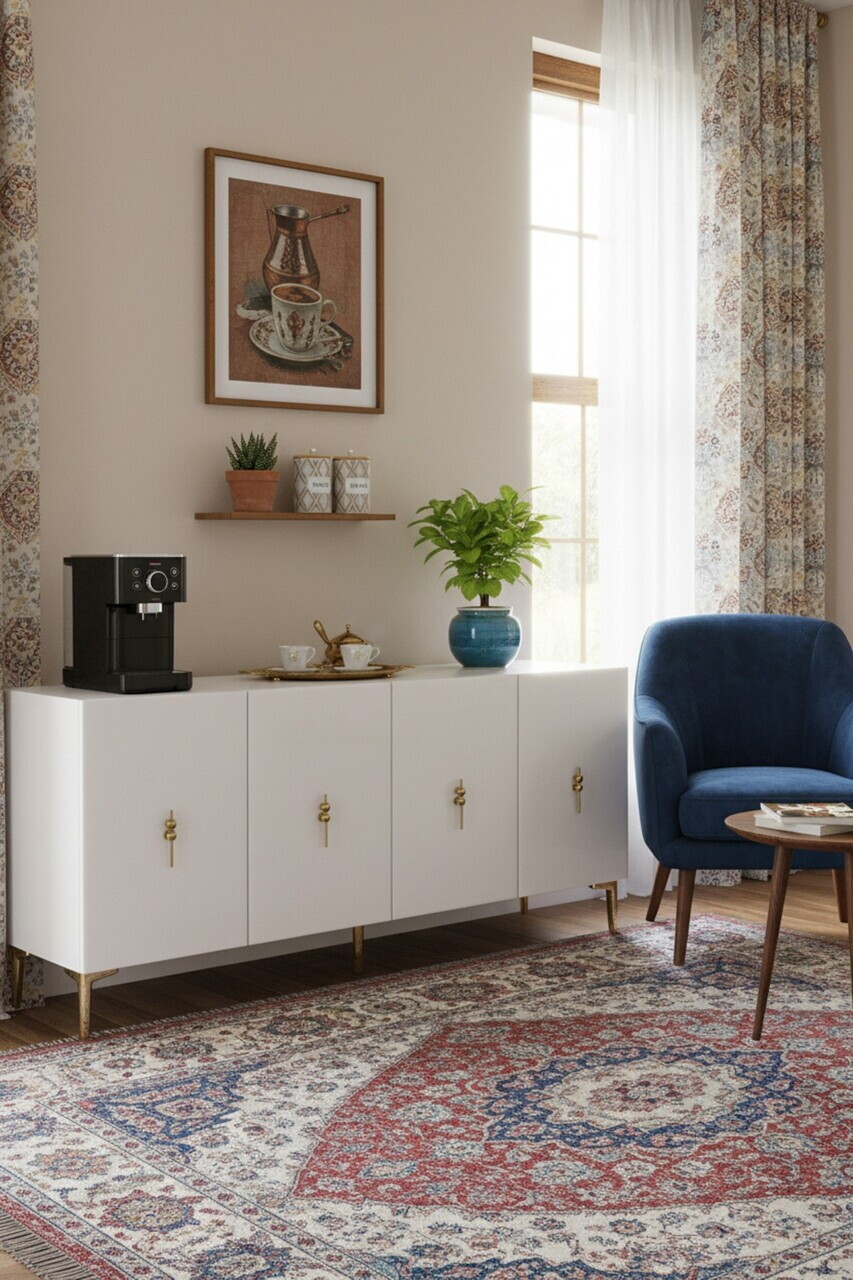 Consola, Hanah Home, Salkım 180, 180x75x32 cm, Alb/Auriu — imaginea 2