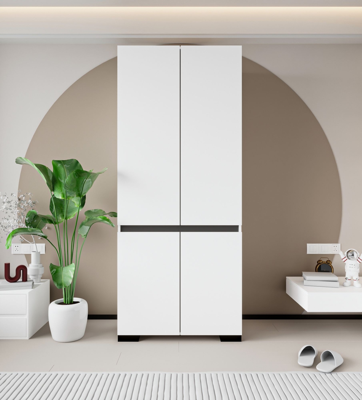 Dulap pentru haine, Hanah Home, Floransa 90, 90x210x52 cm, PAL, Alb / Antracit