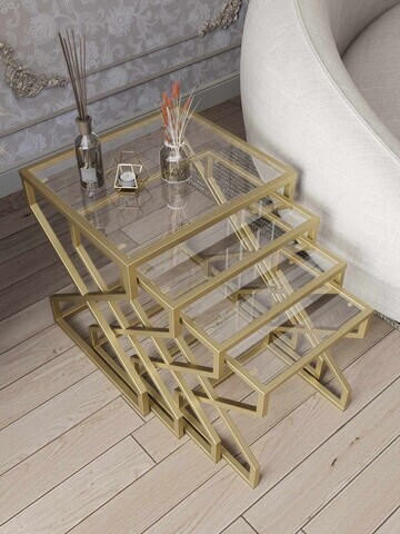 Set masute Nesting 4 piese, Hanah Home, Ela, Auriu