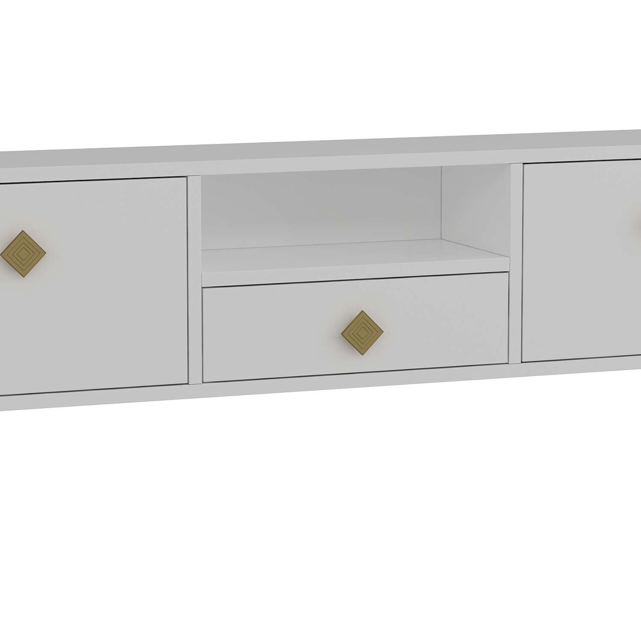Comoda TV, Hanah Home, 1305-DROP-1, 140x30x30 cm, PAL , Alb/Auriu - view 6
