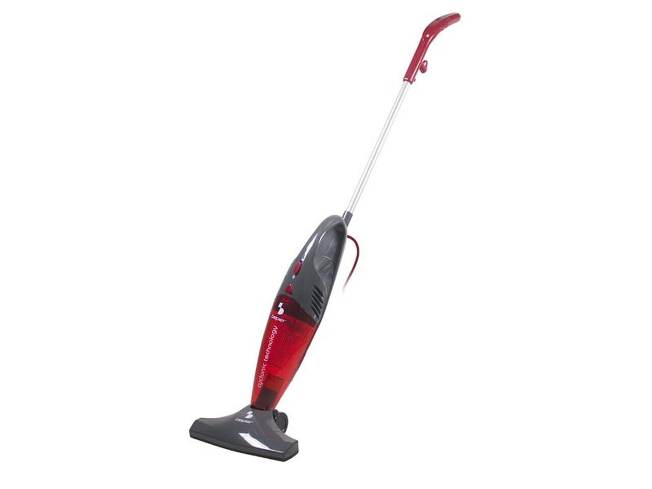 Aspirator vertical Cyclonic, Beper, 600W, 24.5x13.5x109 cm, ABS/aluminiu, rosu/gri — imaginea 2