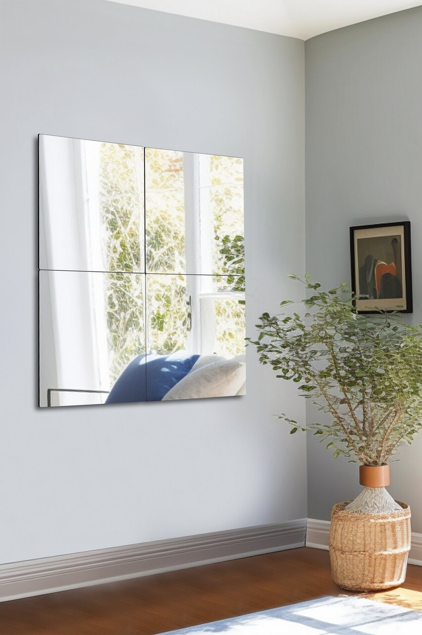 Oglinda decorativa, Mirrorland, Rectangular, Oglindă indestructibilă cu obturator, Argintiu - 1 | YEO