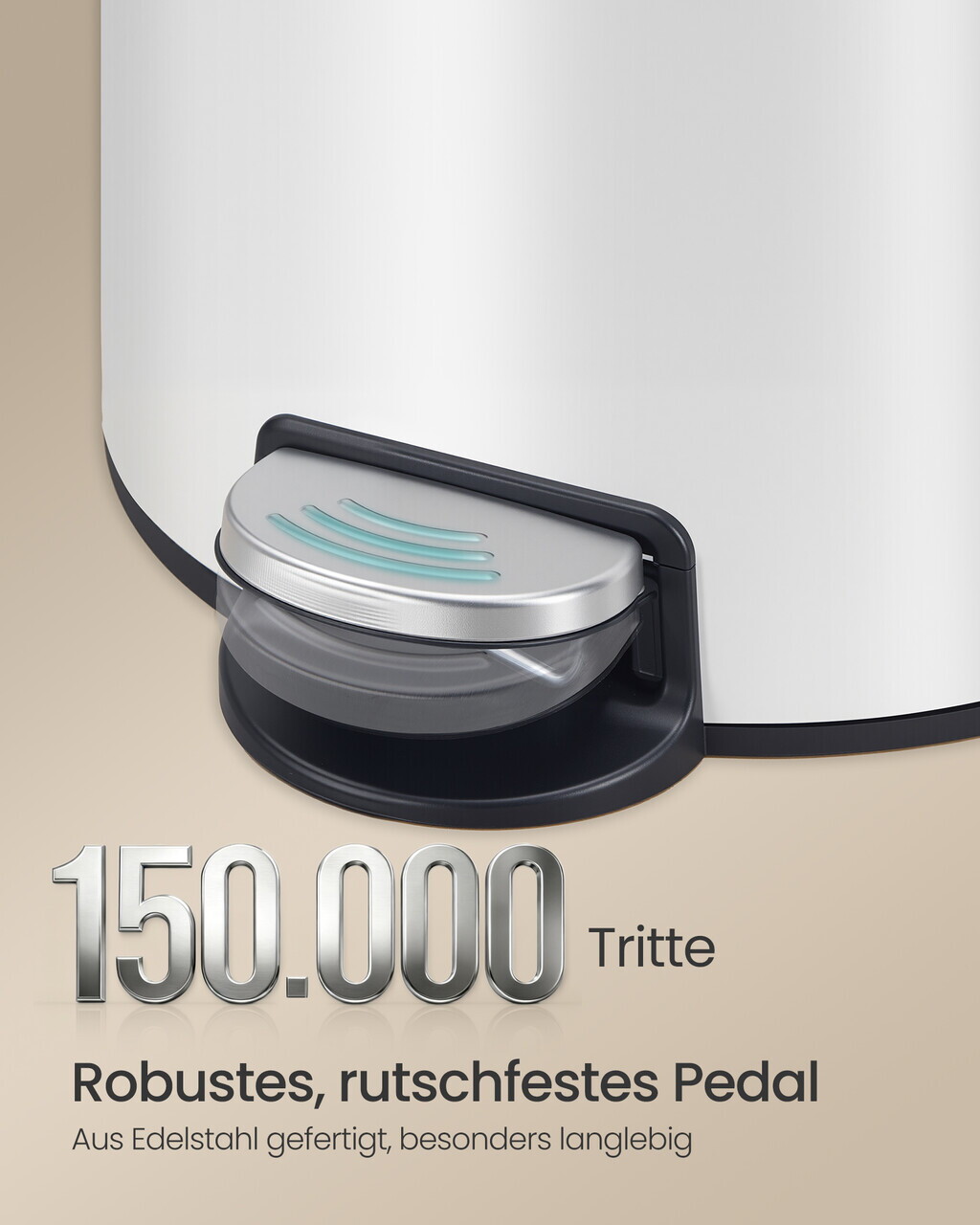 Cos de gunoi cu pedala 30L + 15 saci menajeri, Songmics, capac soft-close, otel, alb - imagine 5