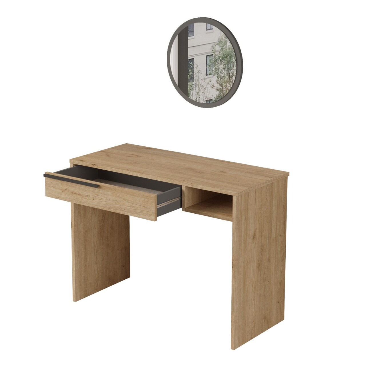 Masa de machiaj, Hanah Home, On18-S, 100x75x44.5 cm, Maro - view 8