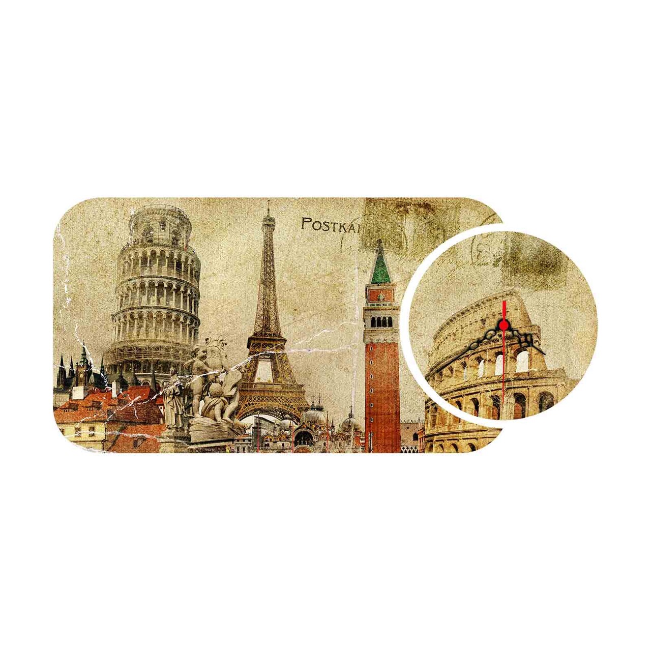 Set ceas si tablou decorativ, YMS-52, MDF , Dimensiune: 68 x 32 cm, Multicolor
