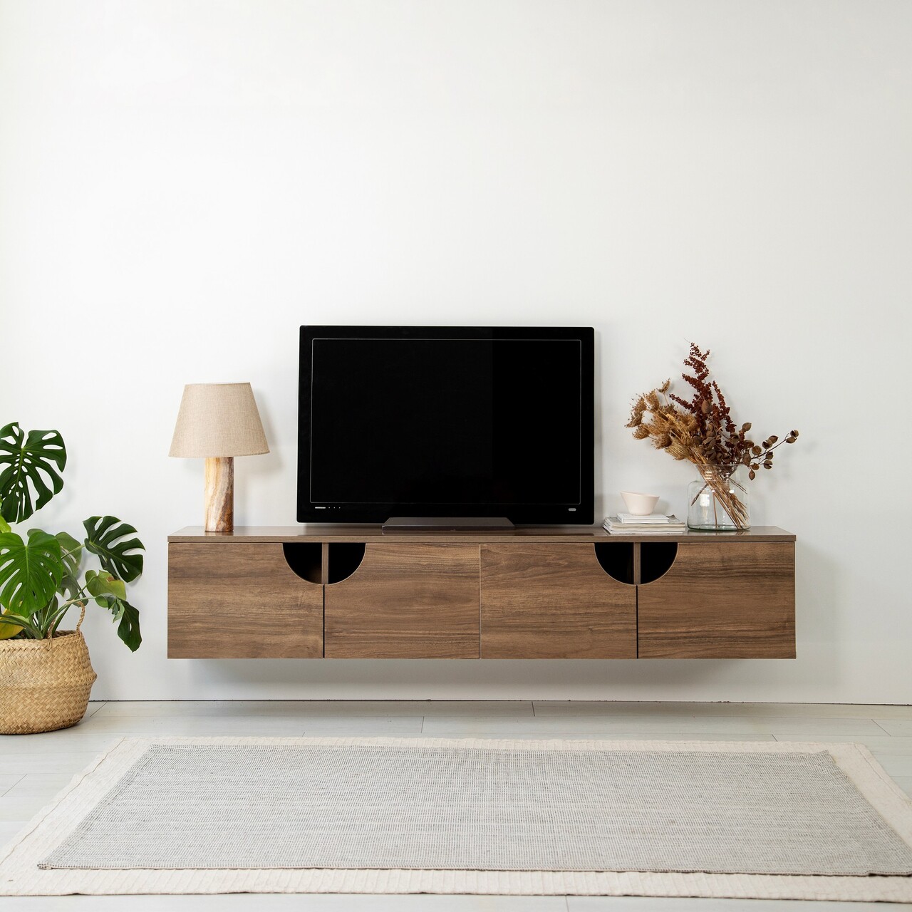 Comoda TV, Neostill, Grotte, 180x35x35 cm, Cadru: PAL MELAMINAT 100%., Maro - 1 | YEO