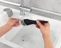 Dozator detergent lichid cu perie pentru vase si suport laveta, Wenko, Empire, 11 x 19 x 12.5 cm, ceramica/inox/polipropilena, negru