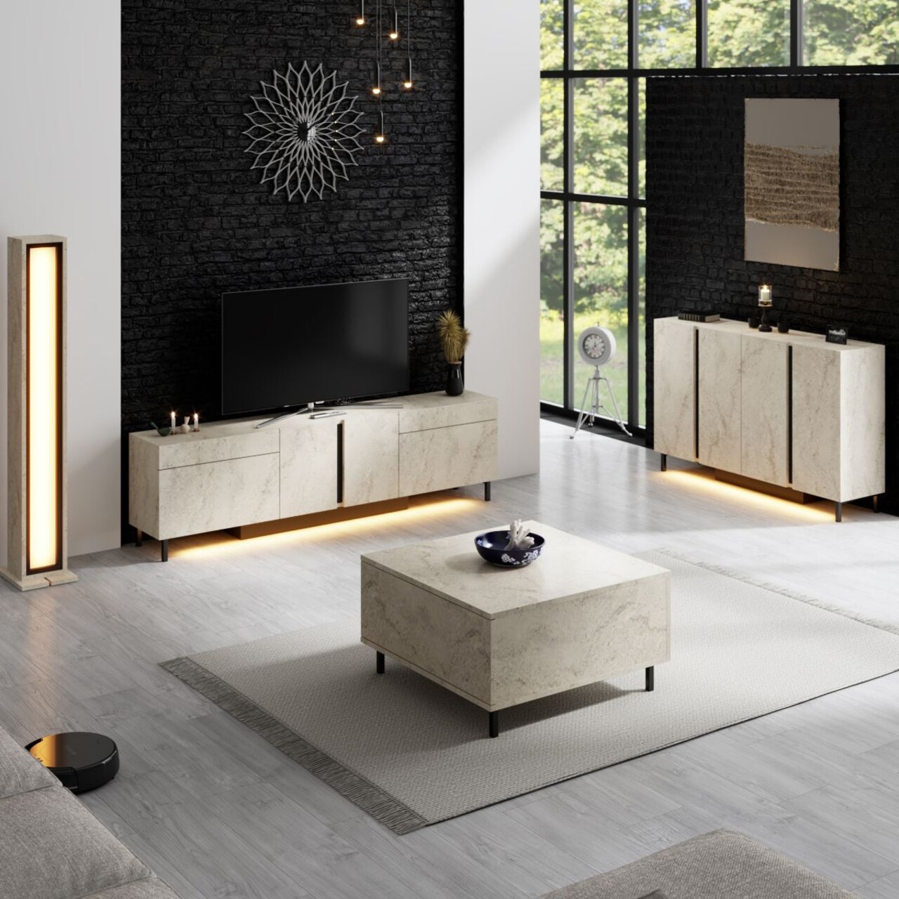 Consola, Hanah Home, Paris, 127x80x32 cm, Travertin - imagine 4