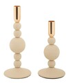 Set 2 suporturi de lumanare Aster, Mauro Ferretti, 10x20 cm, 10x25.5 cm, fier, crem/auriu