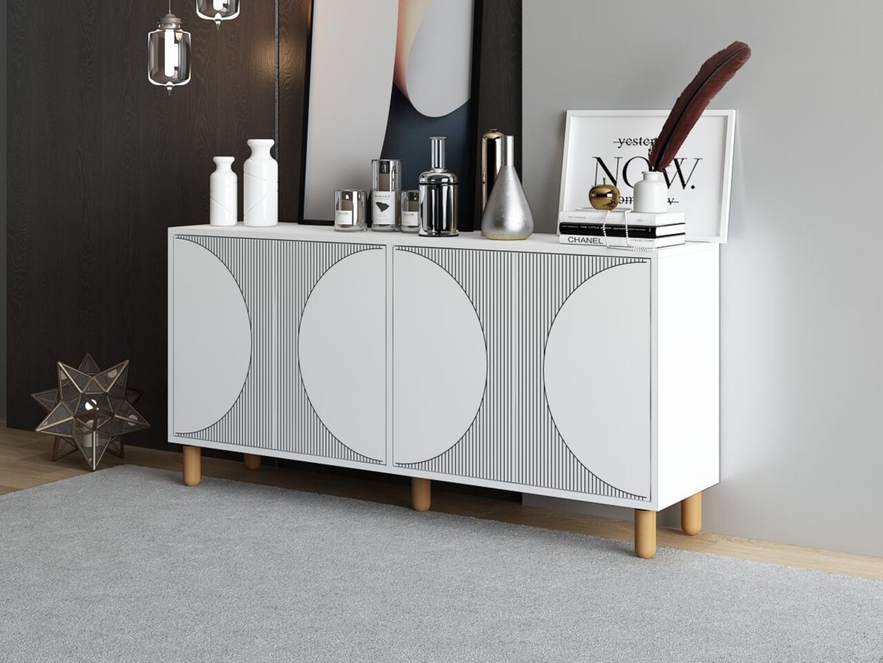 Consola, Hanah Home, Arventa, 150x73x36 cm, PAL, Alb - view 2