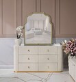 Comoda Beauty, Mauro Ferretti, 140x45x76 cm, lemn de pin/MDF/metal, crem/auriu