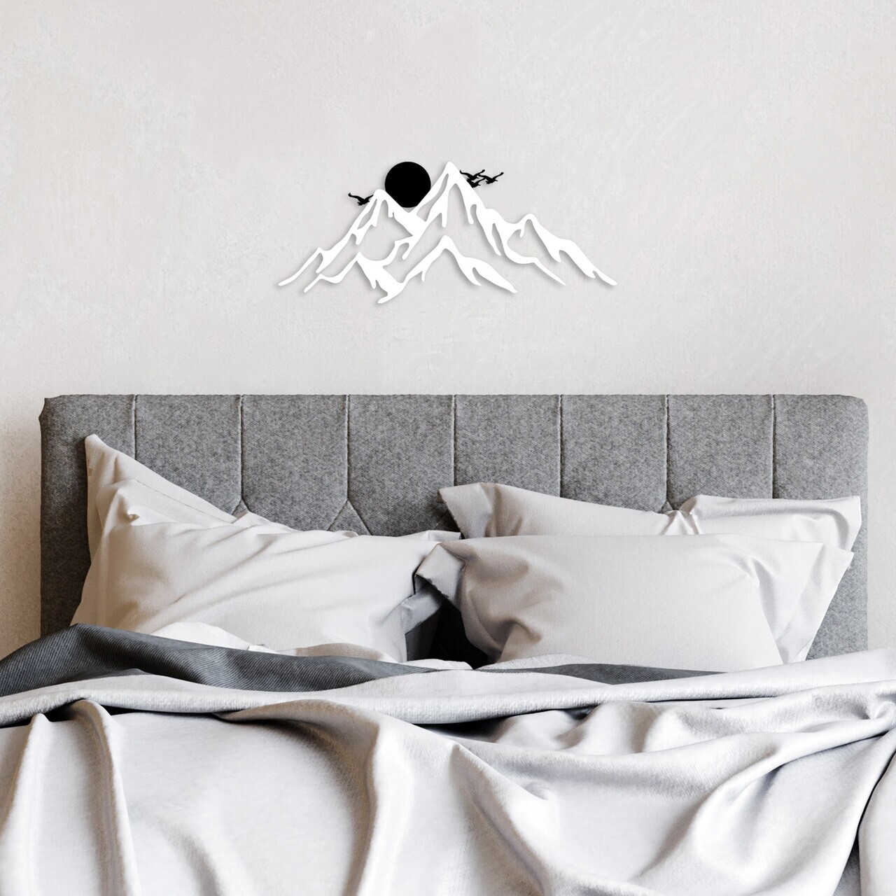 Decoratiune de perete, Full Mount And Mountain, Dimensiune: 50 x 21 cm, Alb/Negru — imaginea 2