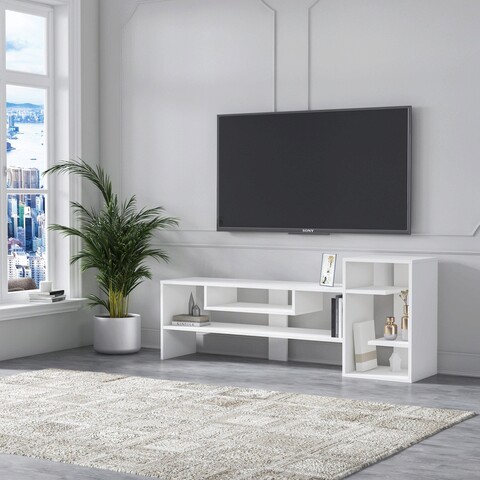 Comoda tv, minima, gulio, 160x64x35 cm, alb