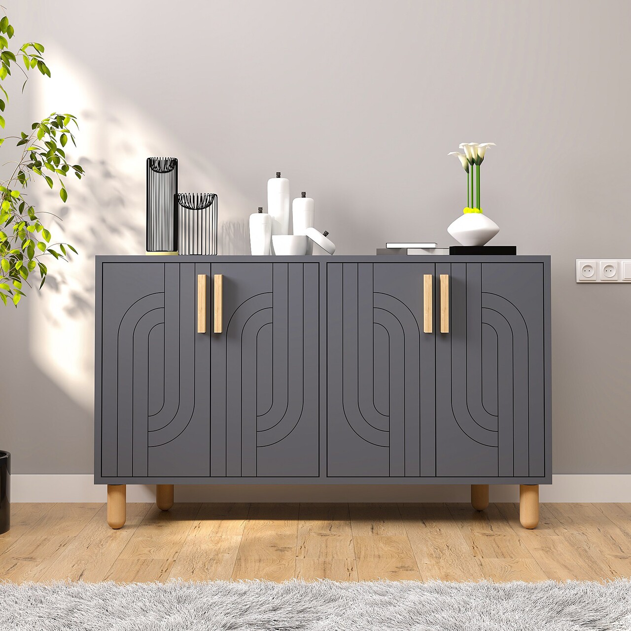Consola, Odessa, Rodney, 120x73.6x29.6 cm, Antracit