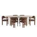Set masa extensibila si scaune (7 piese), Nordure, Aleria 6, Travertin / Nuc / Maro