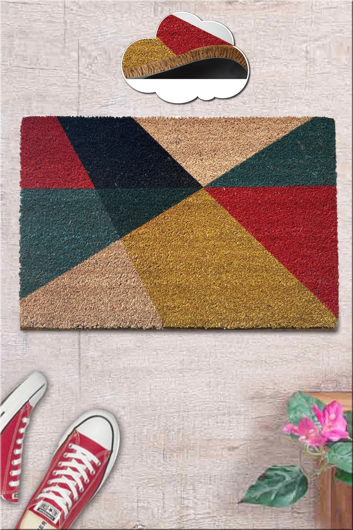 Covoras de intrare, Hue, 40x60 cm, COIR, Multicolor