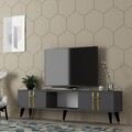 Comoda TV, Olivia, Asel, 150x44.6x29.6 cm, PAL , Antracit / Aur