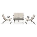 Set mobilier pentru gradina/terasa, 4 piese, Westhore, pliabile, 58 x 82 x 78 cm, otel, natur/maro