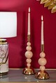 Set 2 suporturi de lumanare Bolly, Mauro Ferretti, 10x24 cm, 10x29.5 cm, fier, roz/auriu