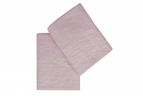 Set 2 prosoape de maini 50x90 cm, 100% bumbac, soft kiss, menekşe pink