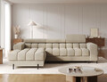 Coltar extensibil dreapta 3 locuri ELTAP, LT-18AU, Felro, 285x181x93 cm, lemn/poliester, bej inchis