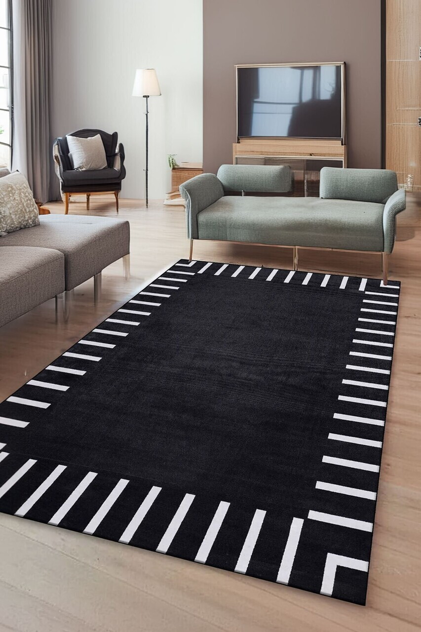 Covor, CLR-SİYAH-4092-3028, 140x250 cm, Poliester, Negru