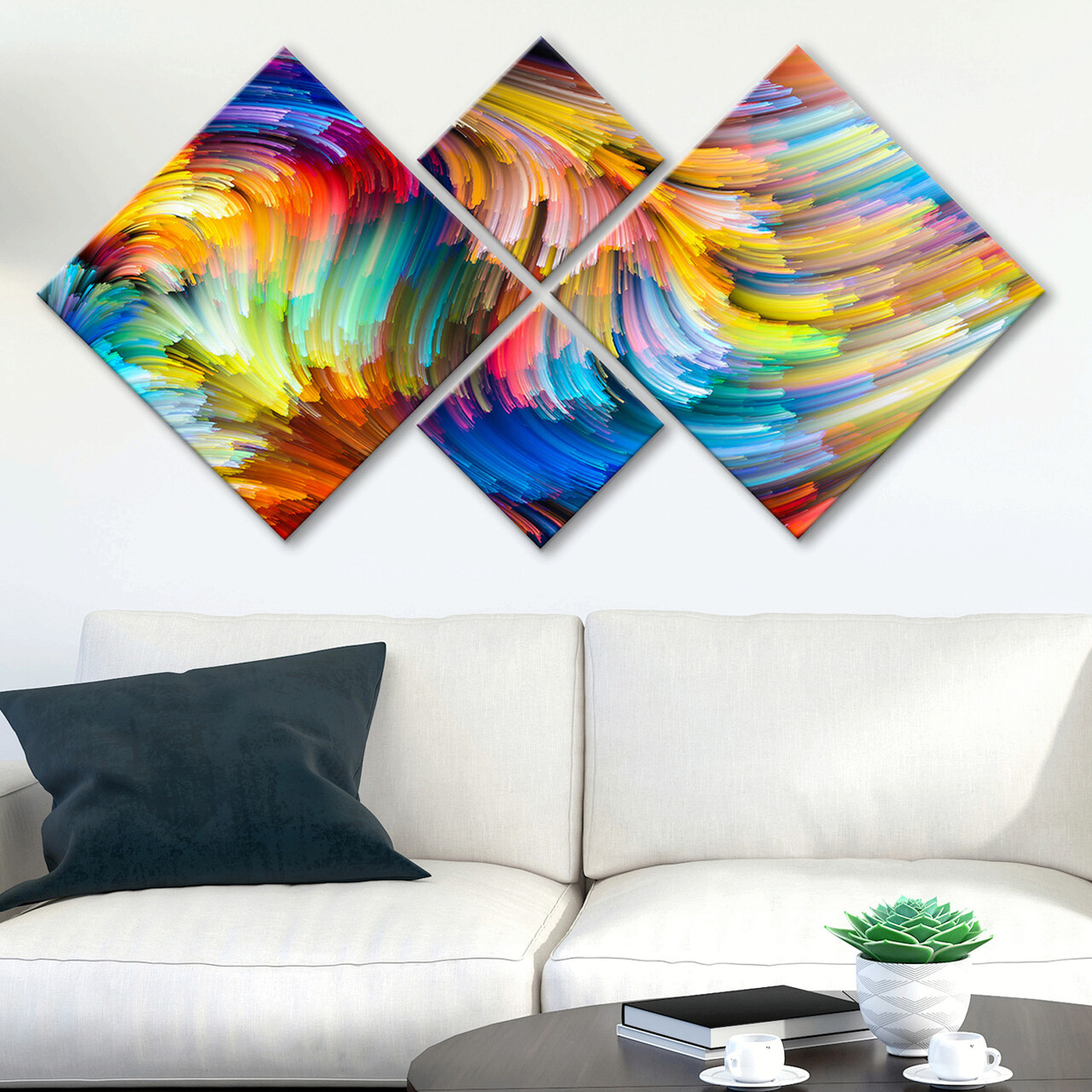Set 4 tablouri decorative, 4MDF262592861, MDF, Imprimat UV, Multicolor