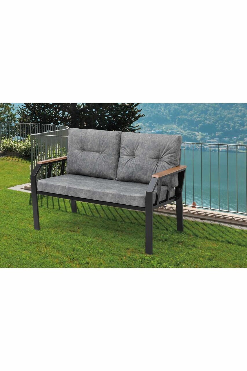 Set mobilier de gradina, Hanah Home, Nergiz 2+1+1, Metal, Gri - view 3